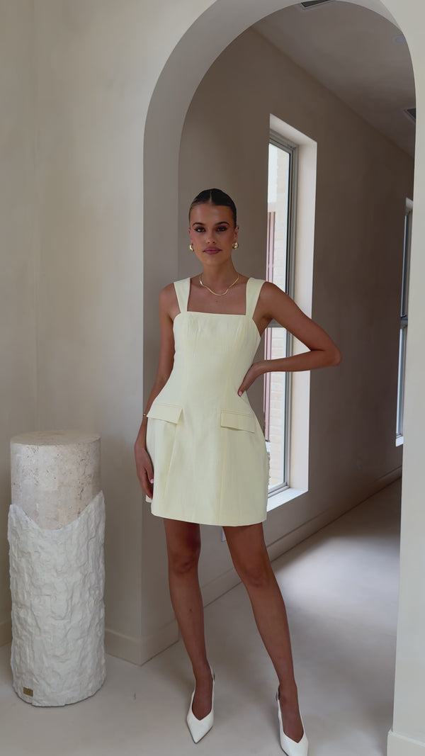 Hilarie Mini Dress - Soft Yellow - Billy J