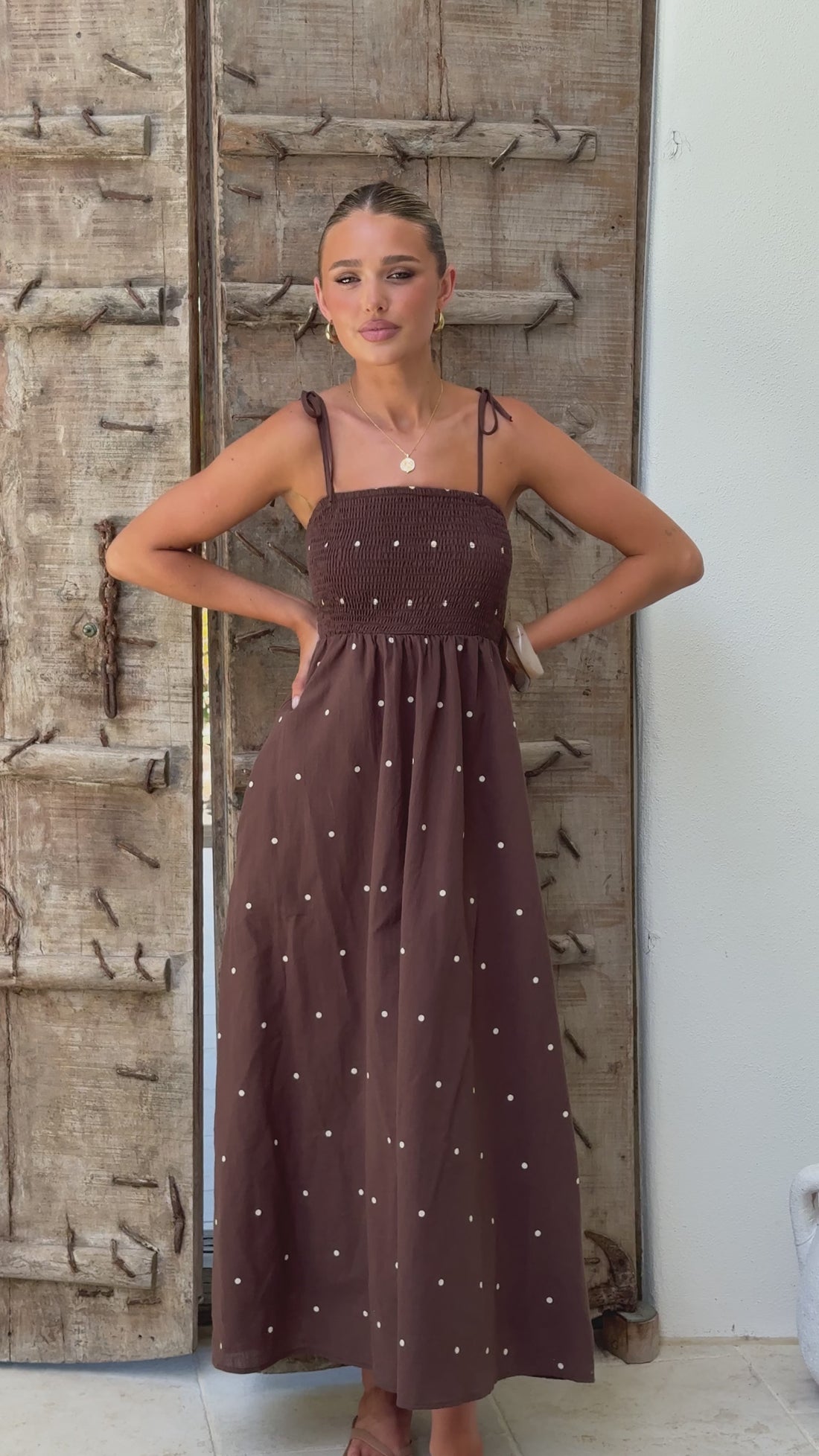 Tammy Maxi Dress - Chocolate Polka - Billy J