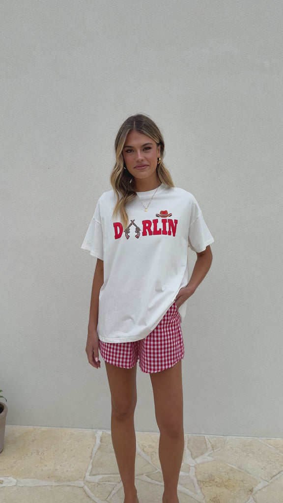 Darlin Top & Shorts Set - White/Red Gingham - Billy J