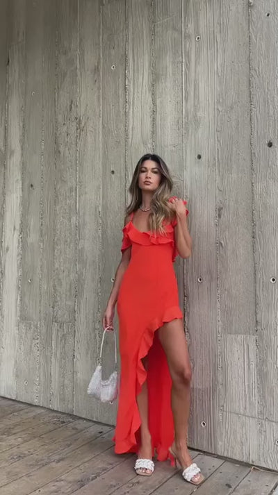 Load and play video in Gallery viewer, Dalia Maxi Dress - Tangerine - Billy J
