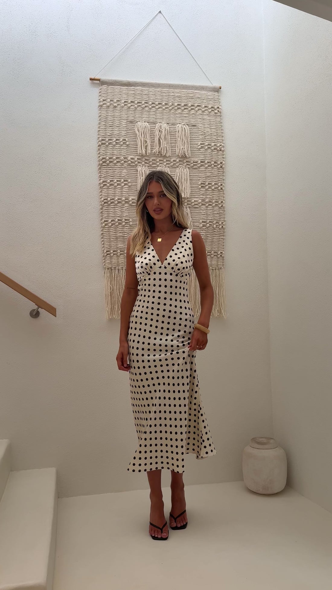 Daphne Maxi Dress - Cream Polka - Billy J