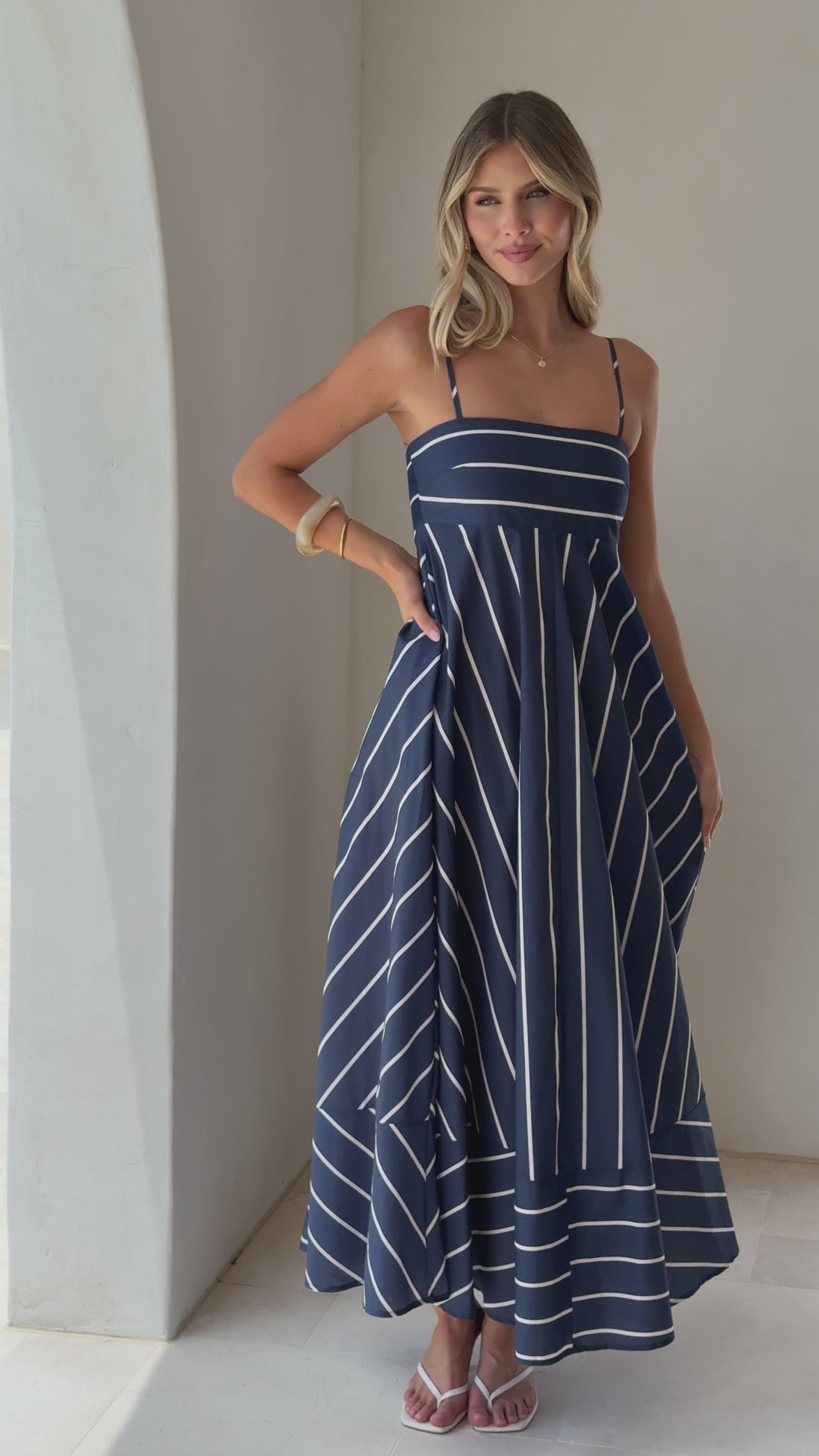 Kaethe Maxi Dress - Navy/White Stripe - Billy J