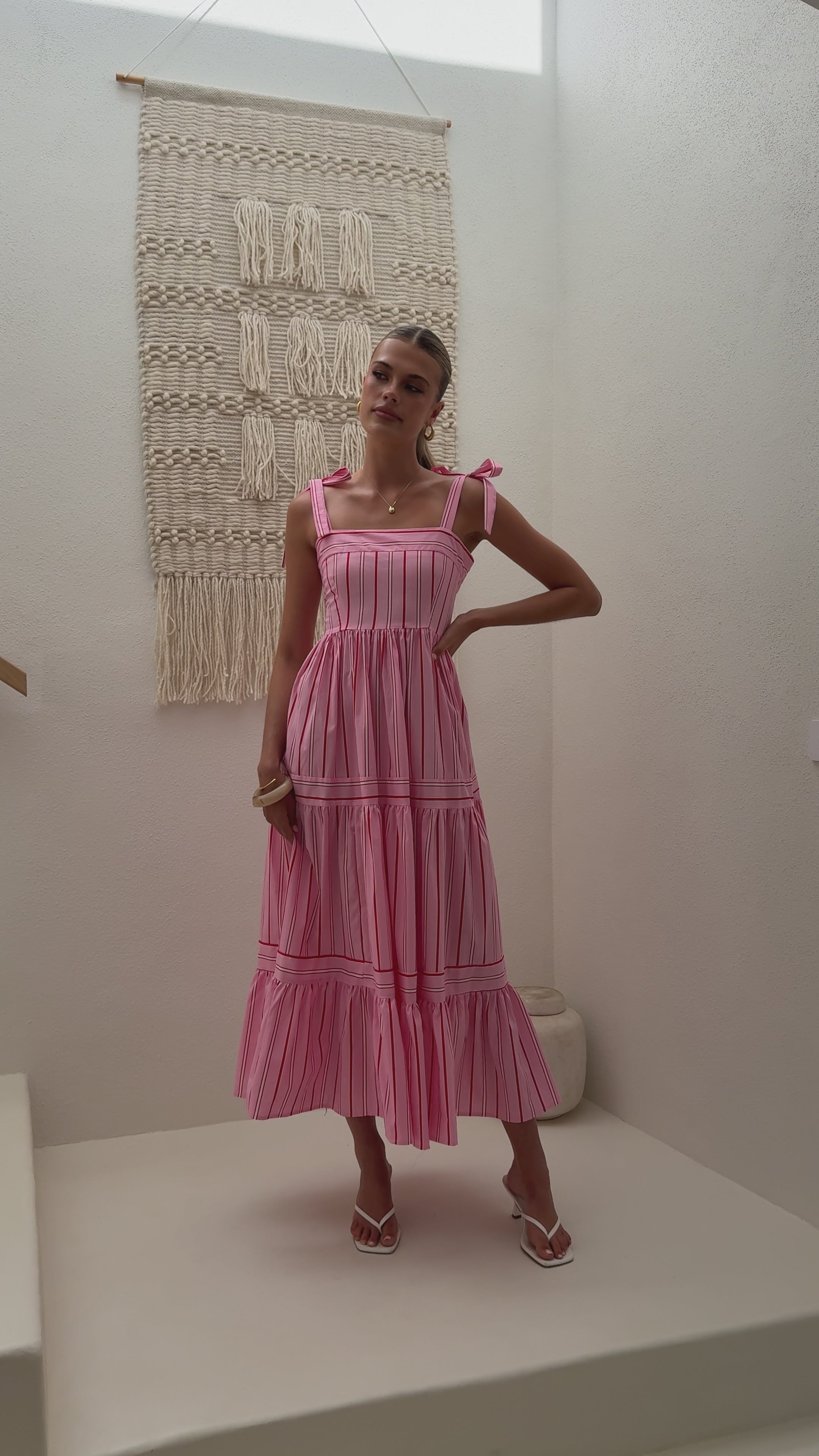 Load video: Caju Maxi Dress - Pink Stripe - Billy J