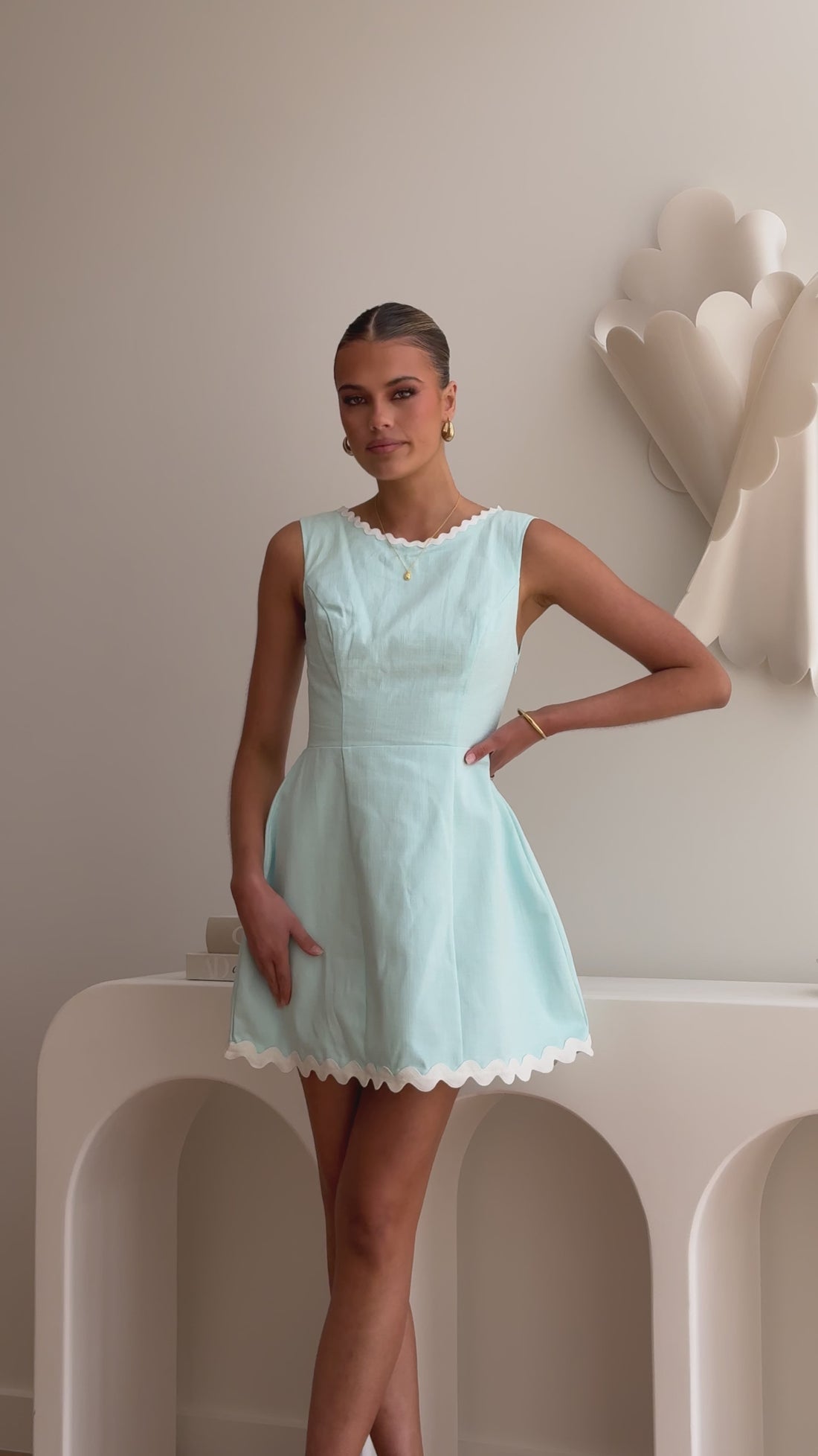Aceline Mini Dress - Blue/White - Billy J
