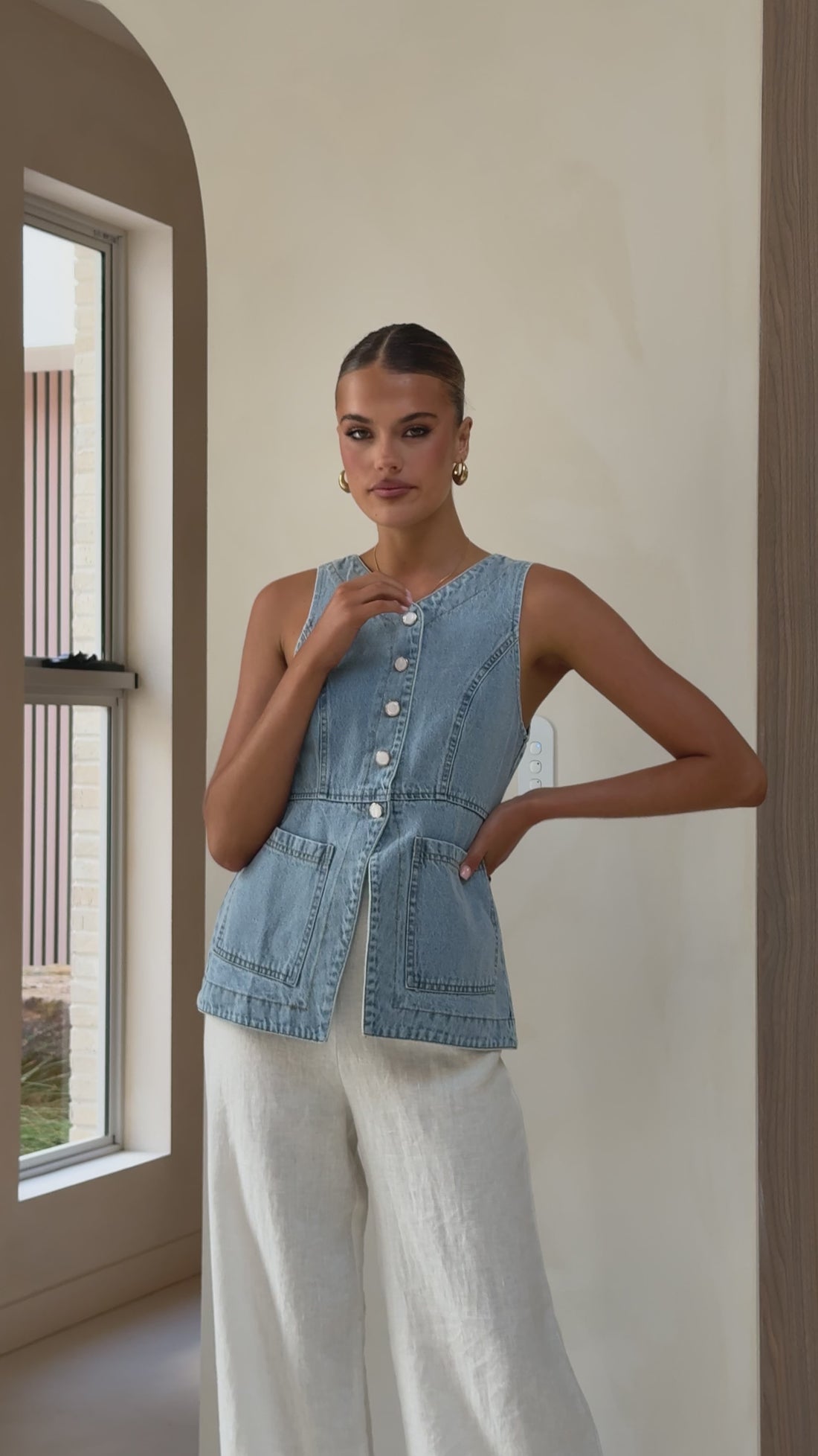 Olena Vest - Light Denim - Billy J
