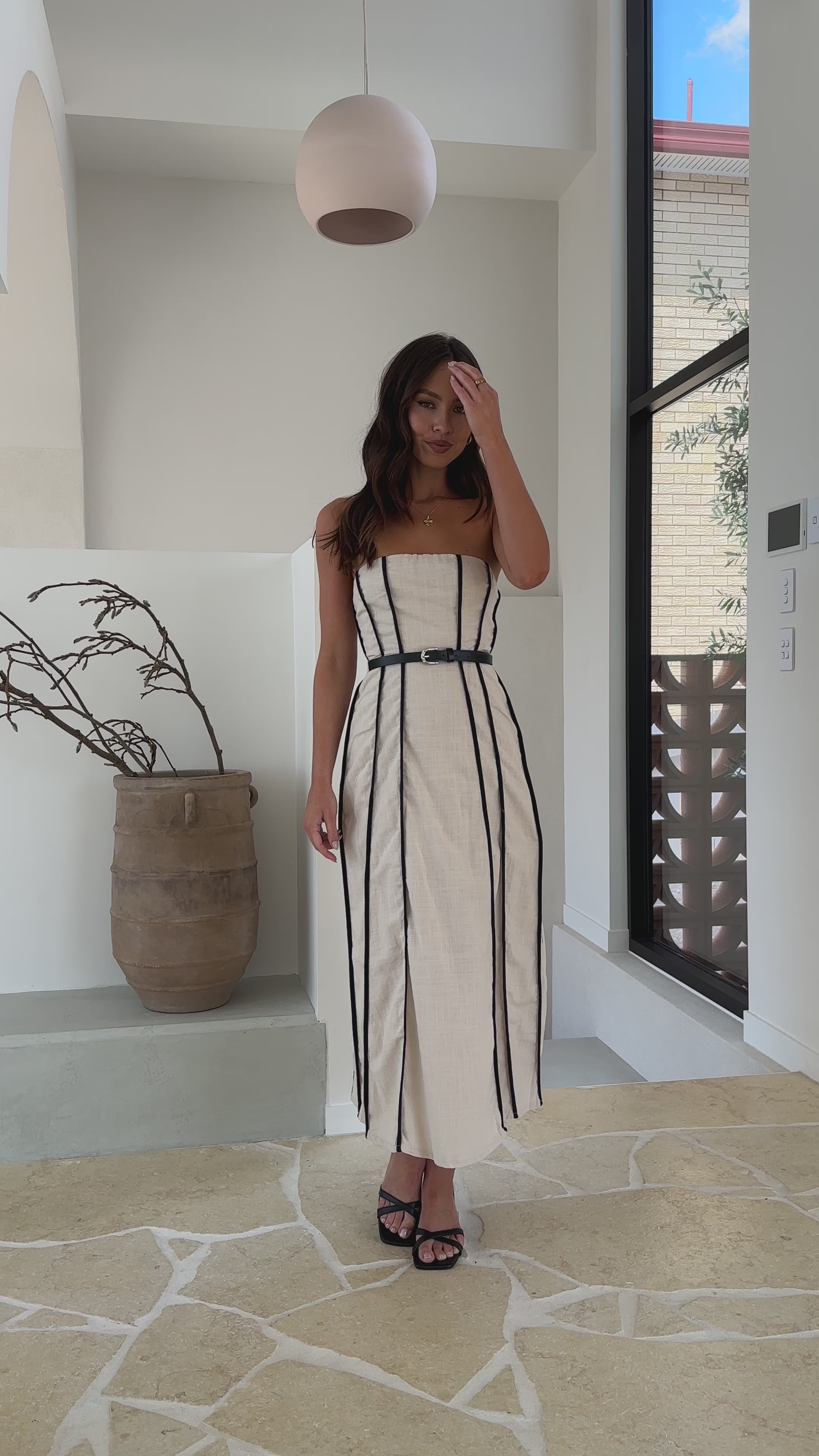 Damonica Maxi Dress - Sand / Black - Billy J