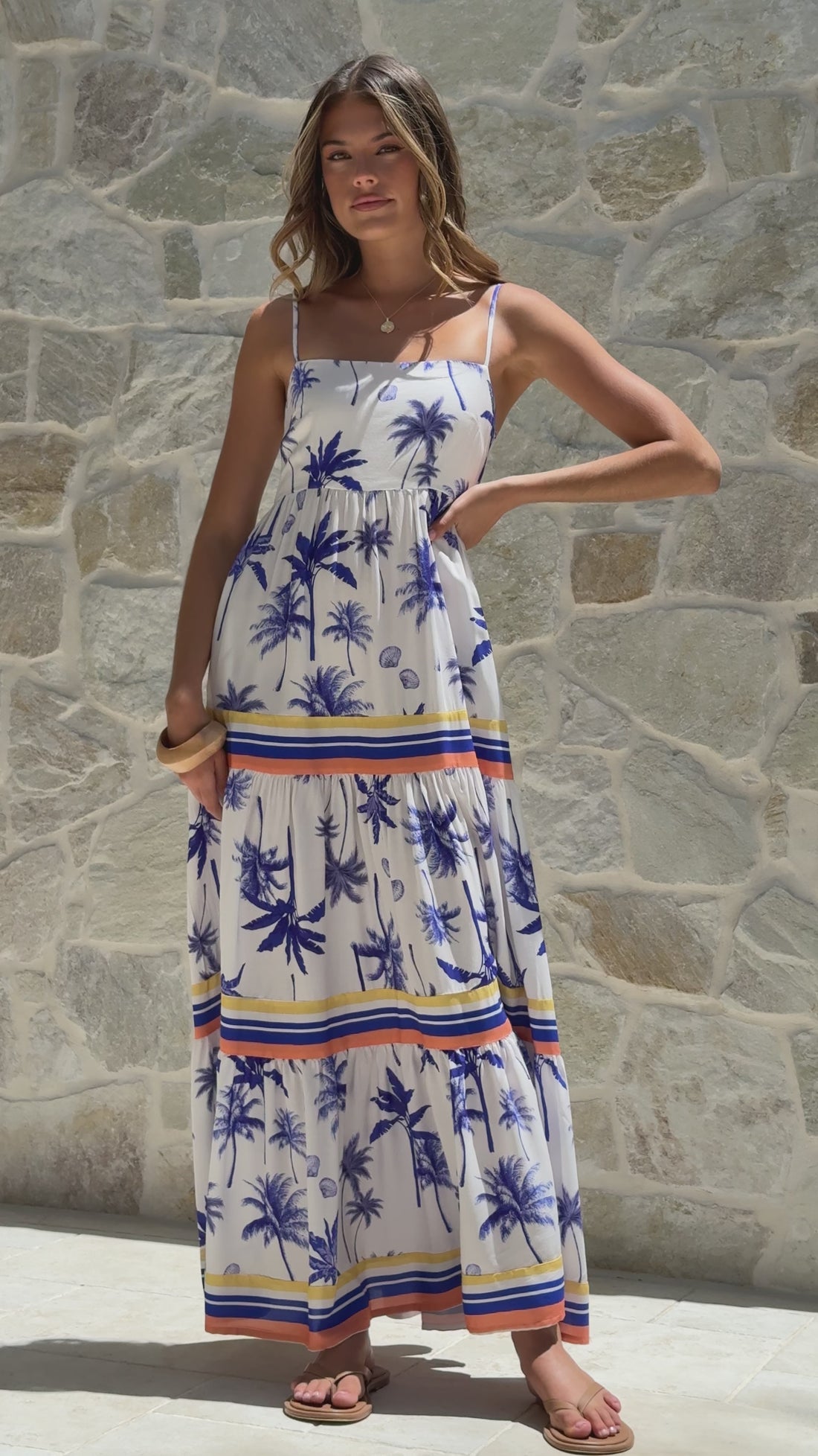 Klyah Maxi Dress - Blue Palm - Billy J