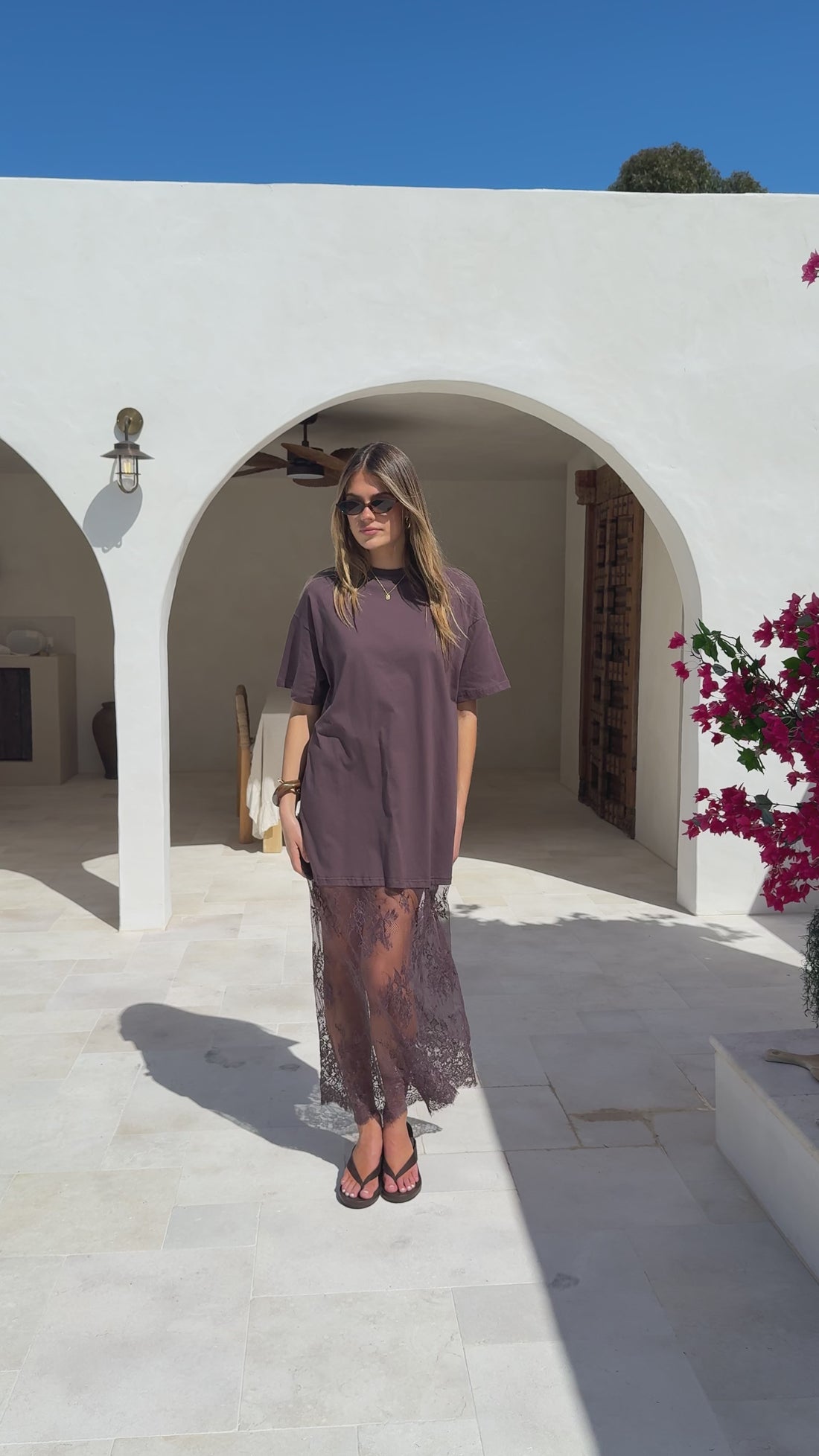 Raina T-Shirt Maxi Dress - Brown Lace - Billy J