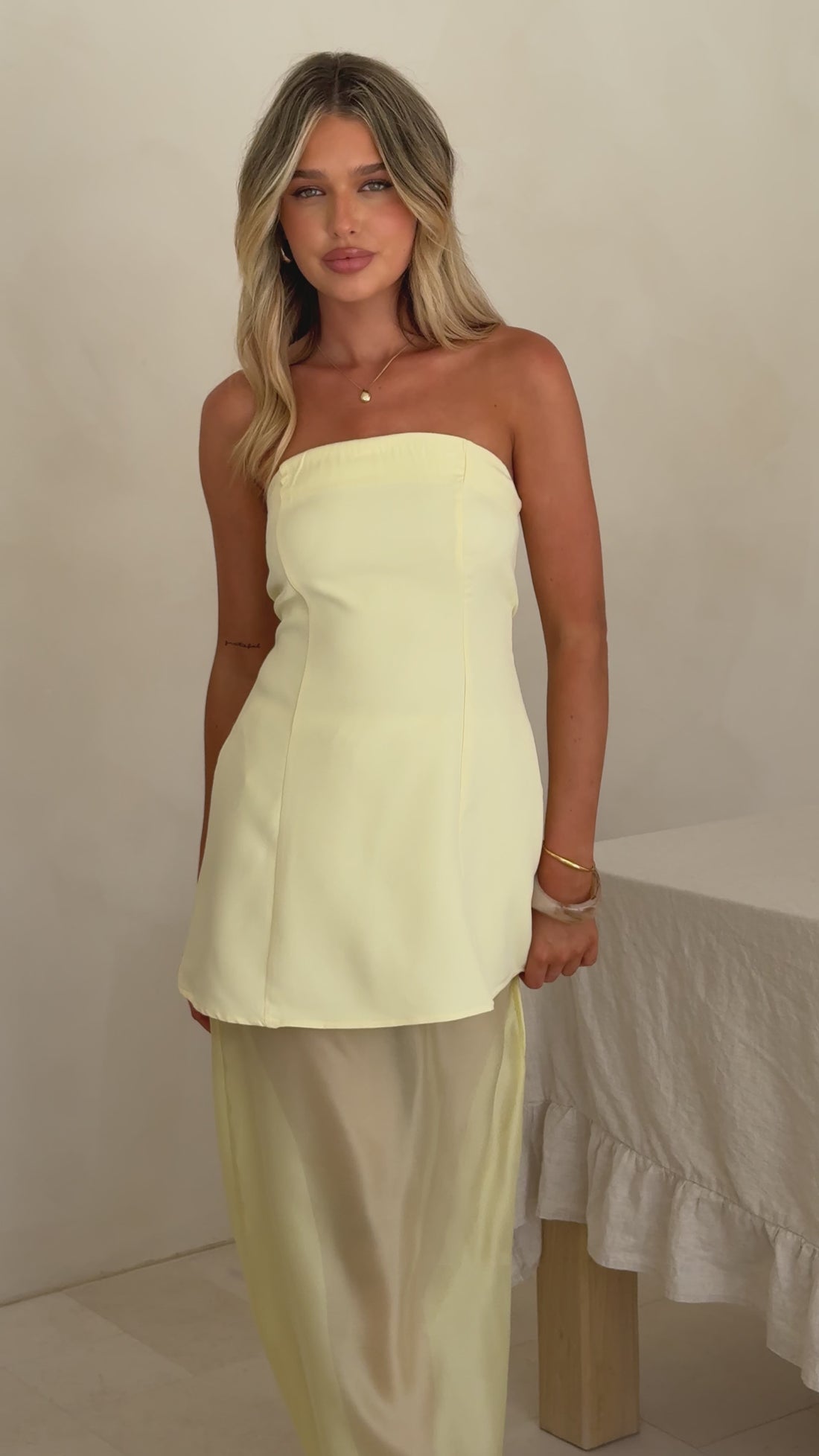 Kimora Strapless Mini Dress & Organza Skirt Set - Yellow - Billy J