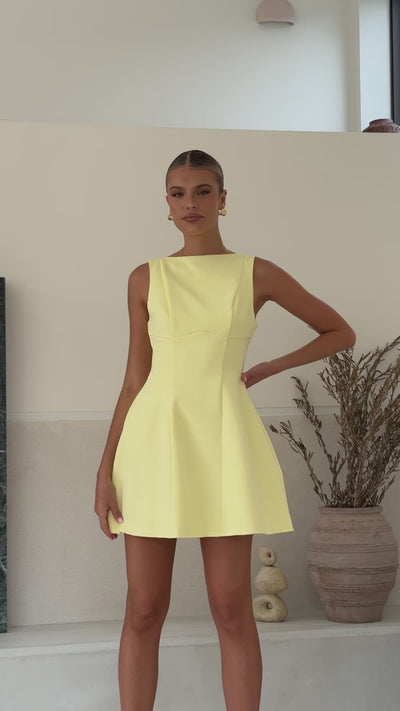 Load and play video in Gallery viewer, Rafiki Mini Dress - Yellow - Billy J
