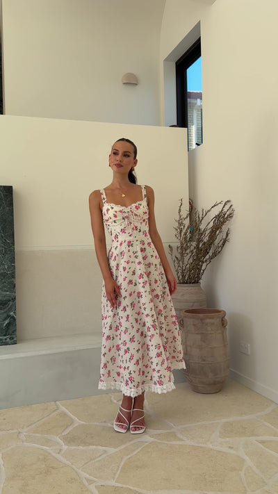 Load and play video in Gallery viewer, Jayda Maxi Dress - Cream Floral - Billy J
