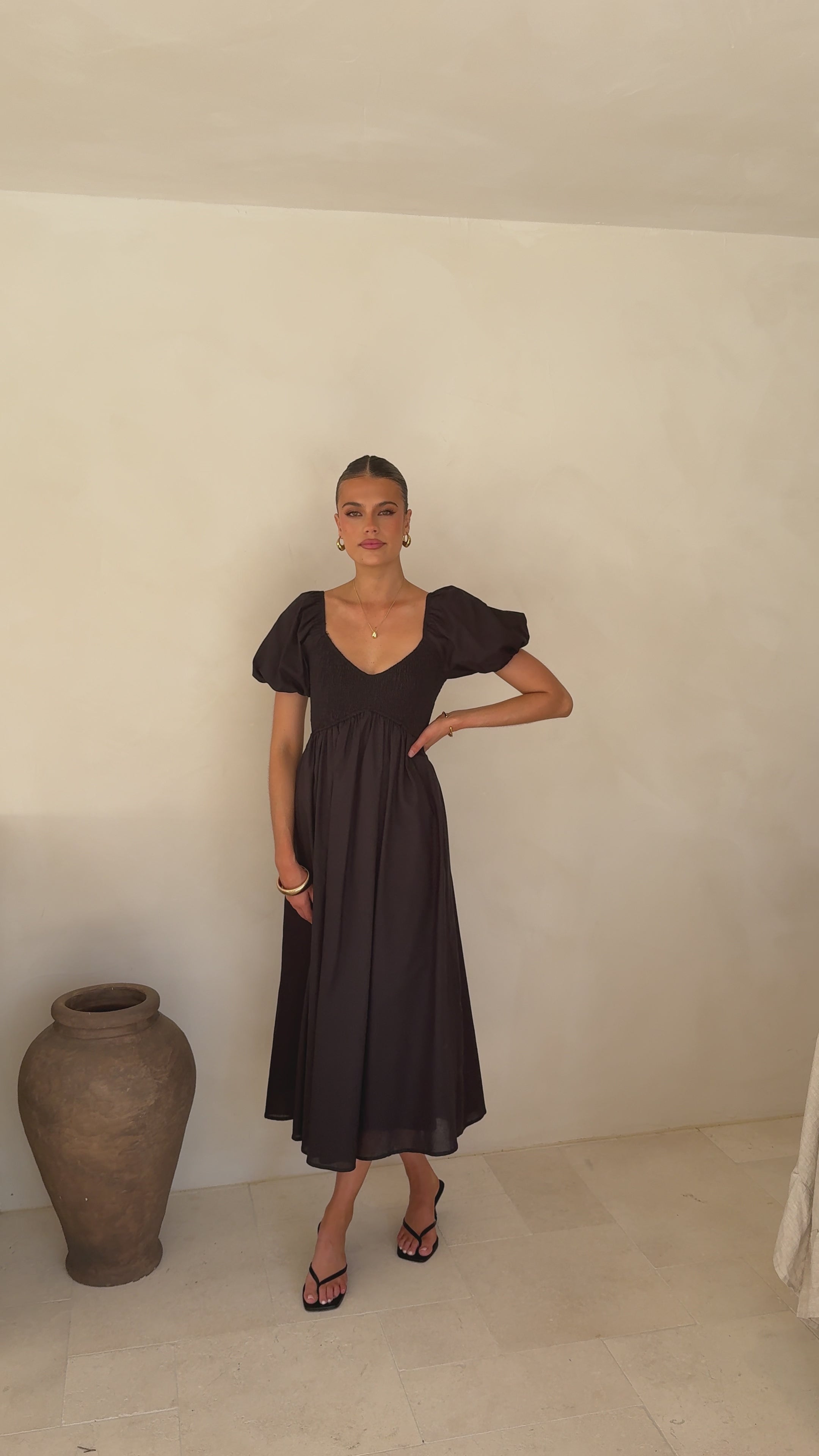 Load video: Sahirah Midi Dress - Black - Billy J