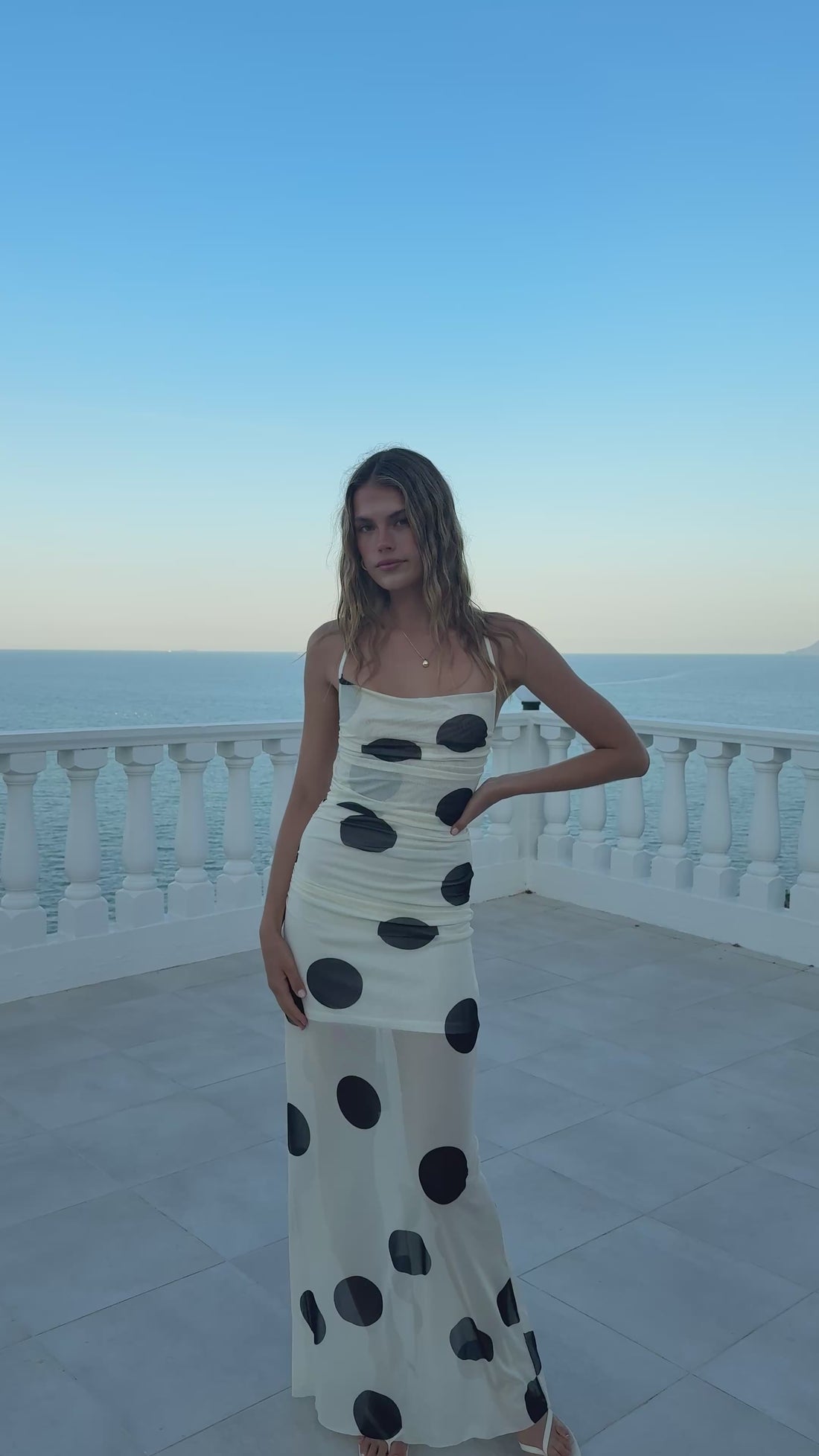 Davita Maxi Dress - Beige/Black Polka - Billy J