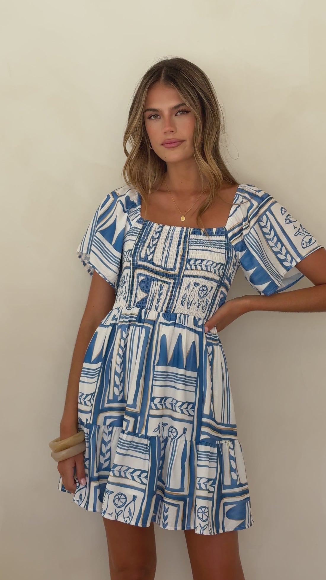 Morgan Short Sleeve Mini Dress - Coastal Escape - Billy J