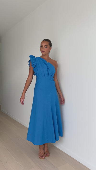 Load and play video in Gallery viewer, Stassie Midi Dress - Blue - Billy J
