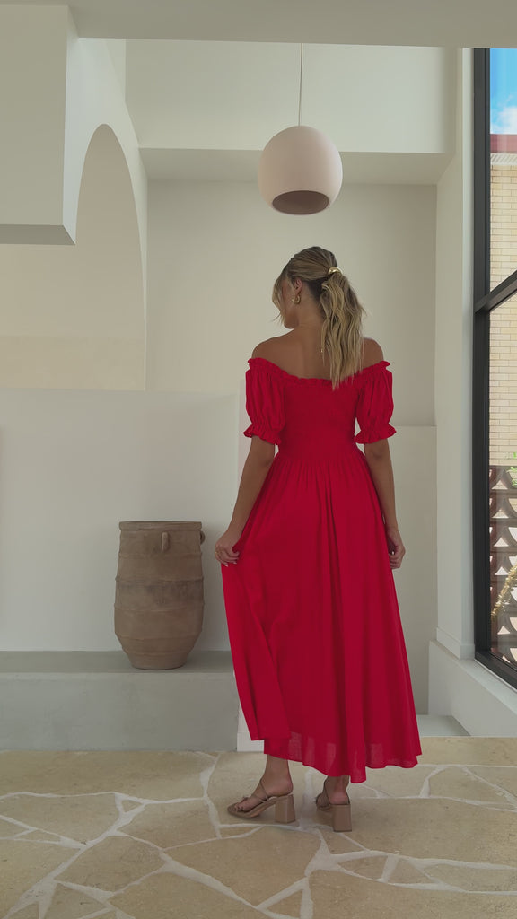 Hulu Maxi Dress - Red - Billy J