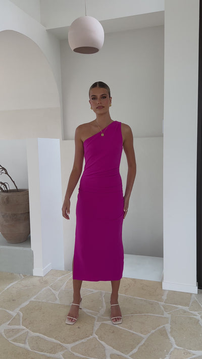 Load and play video in Gallery viewer, Alaina Midi Dress - Magenta - Billy J
