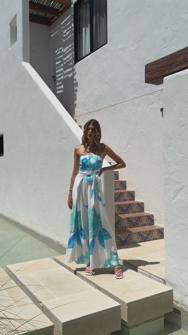 Maisy Strapless Jumpsuit - Blue Teal - Billy J
