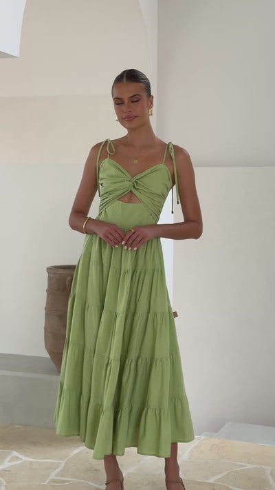 Load and play video in Gallery viewer, Armani Maxi Dress - Light Green
