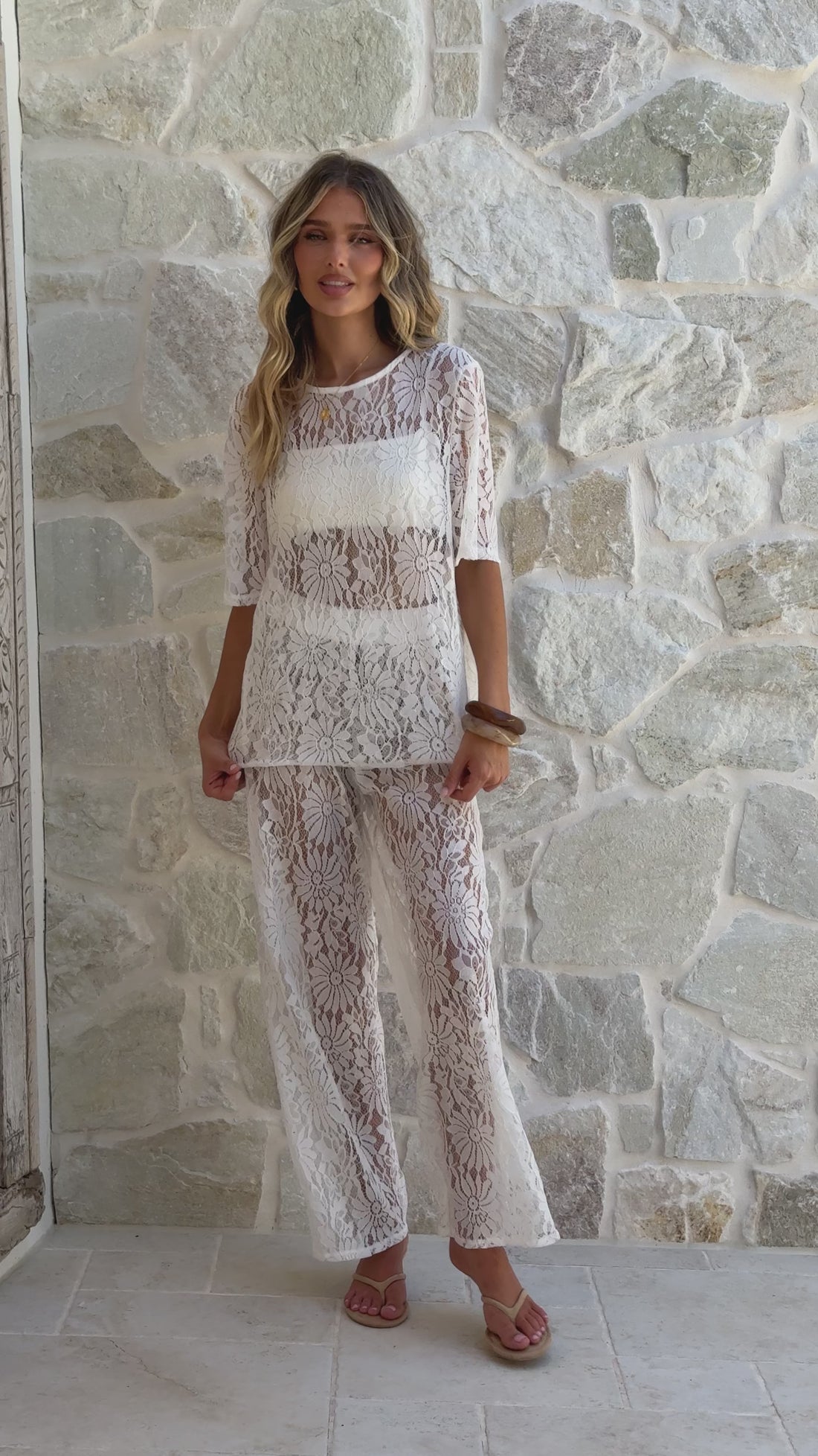 Santana Lace Pants - White - Billy J