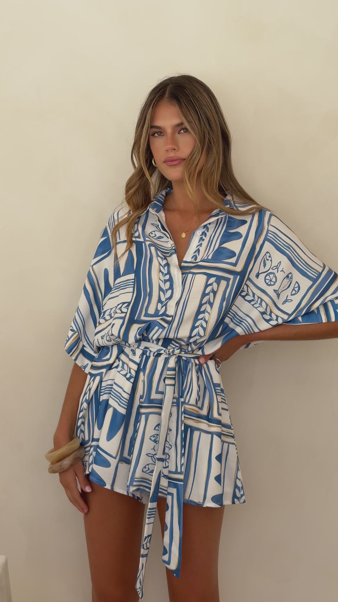 Talise Button Up Playsuit - Coastal Escape - Billy J