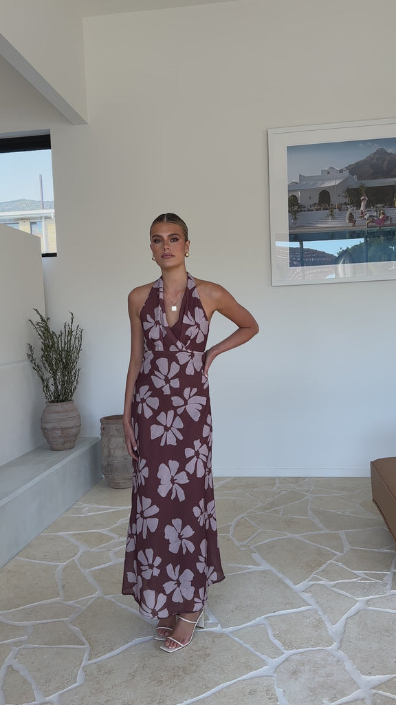 Vallissa Maxi Dress - Brown Floral - Billy J