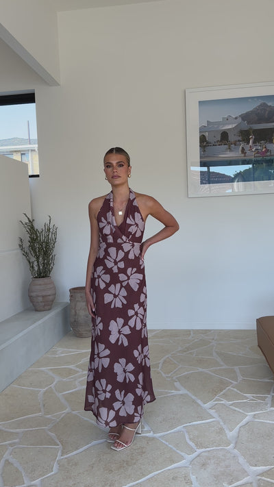 Load and play video in Gallery viewer, Vallissa Maxi Dress - Brown Floral - Billy J
