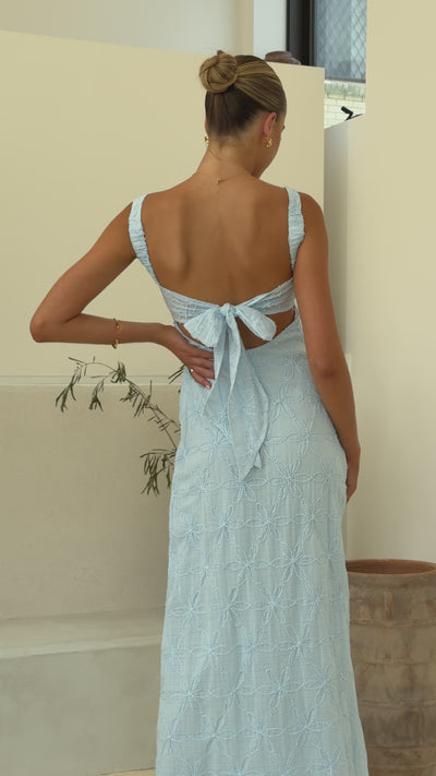 Load and play video in Gallery viewer, Gianna Maxi Dress - Blue Lace - Billy J
