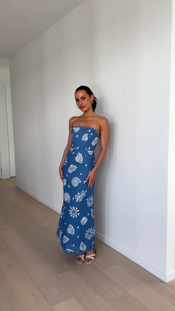 Palta Maxi Dress - Blue Print - Billy J