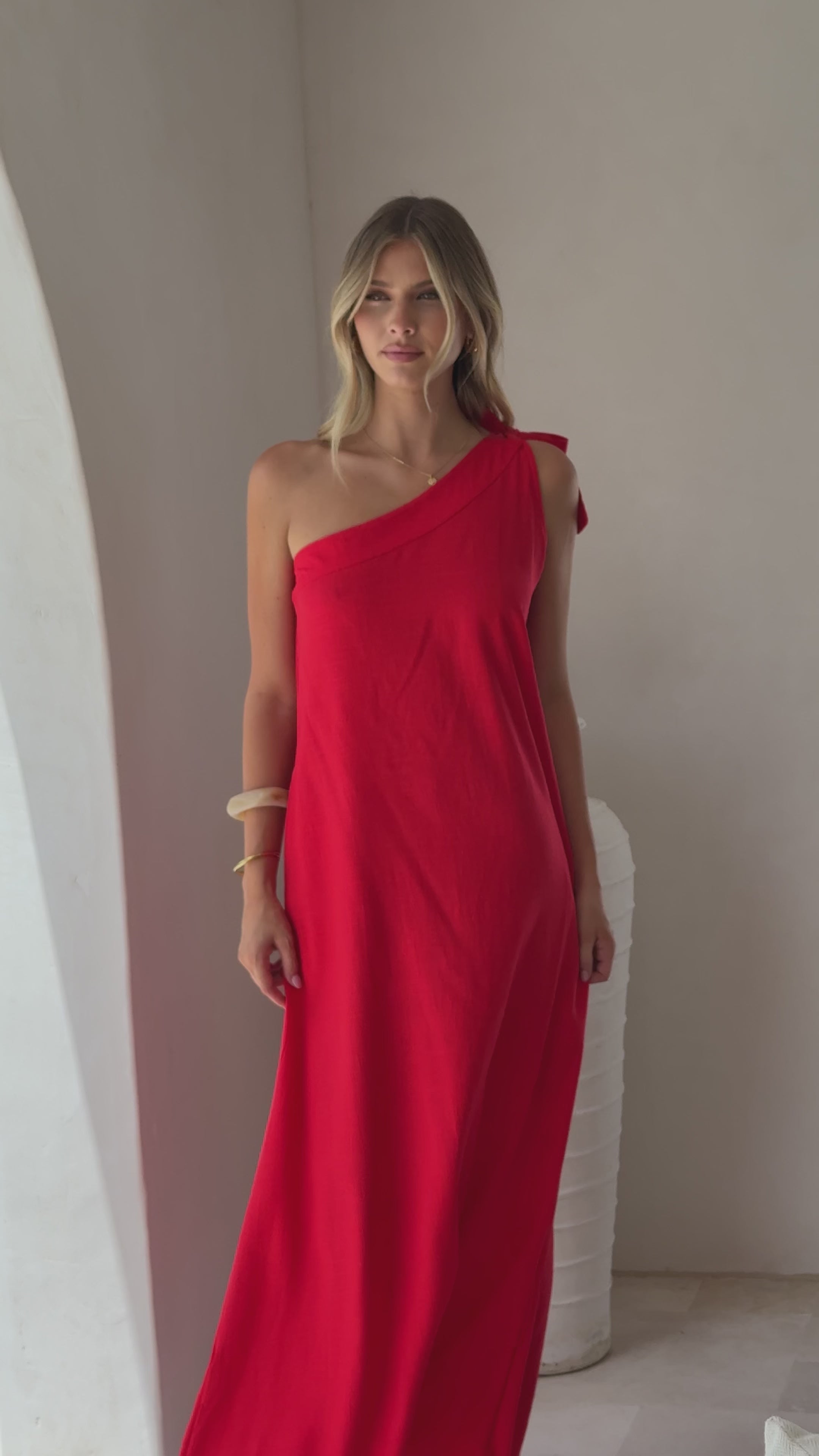 Load video: Hallie Maxi Dress - Red - Billy J