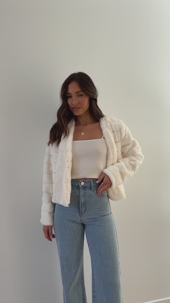 Tully Crop Jacket - White - Billy J