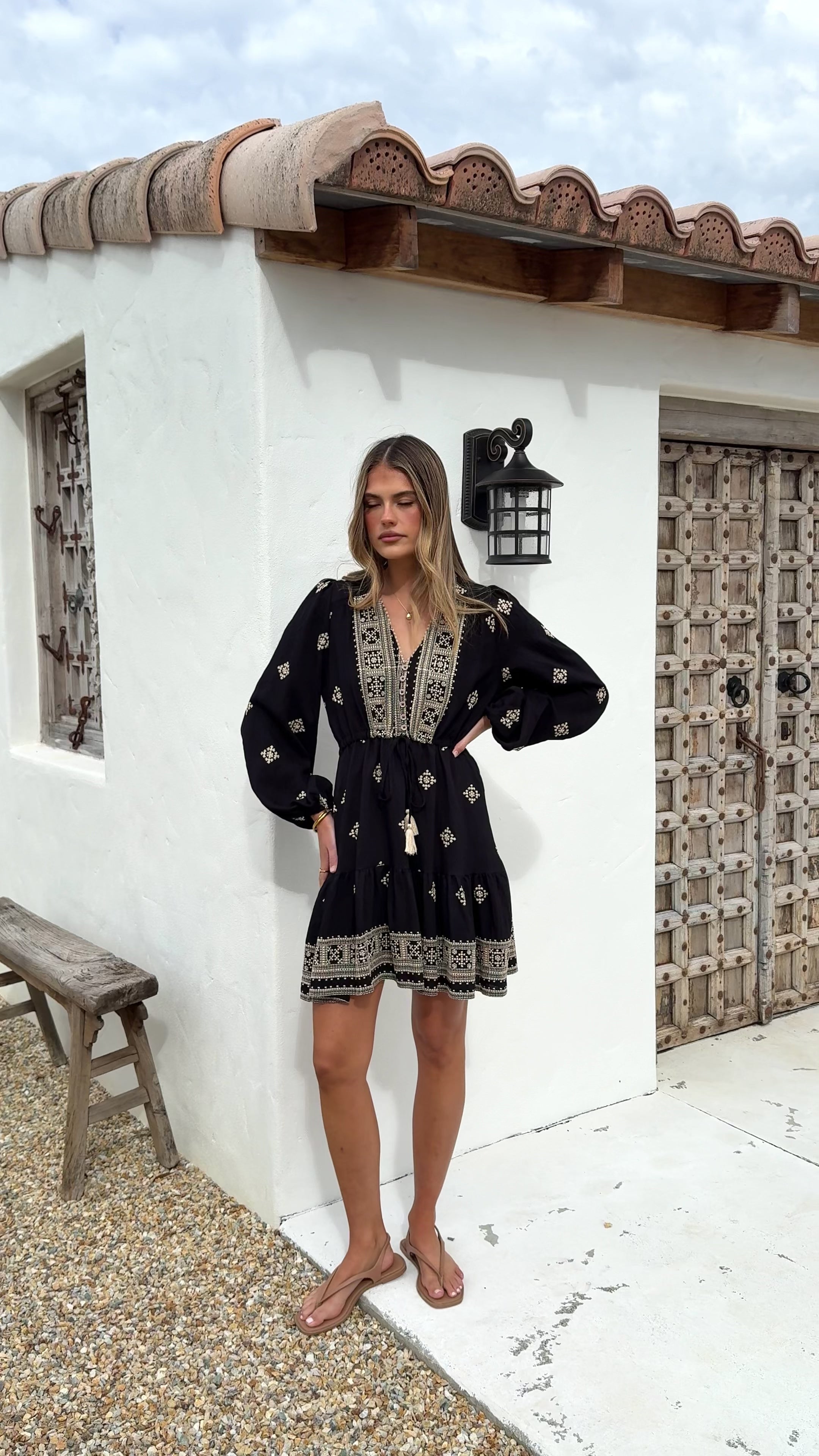 Load video: Delainey Mini Dress - Black/Beige - Billy J