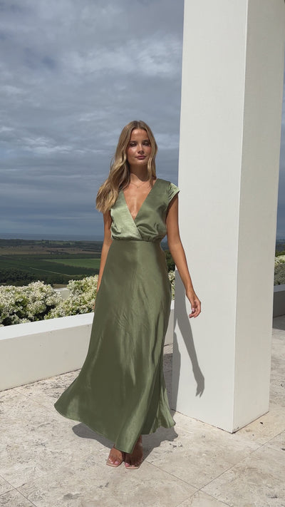 Load and play video in Gallery viewer, Selma Maxi Dress - Olive - Billy J
