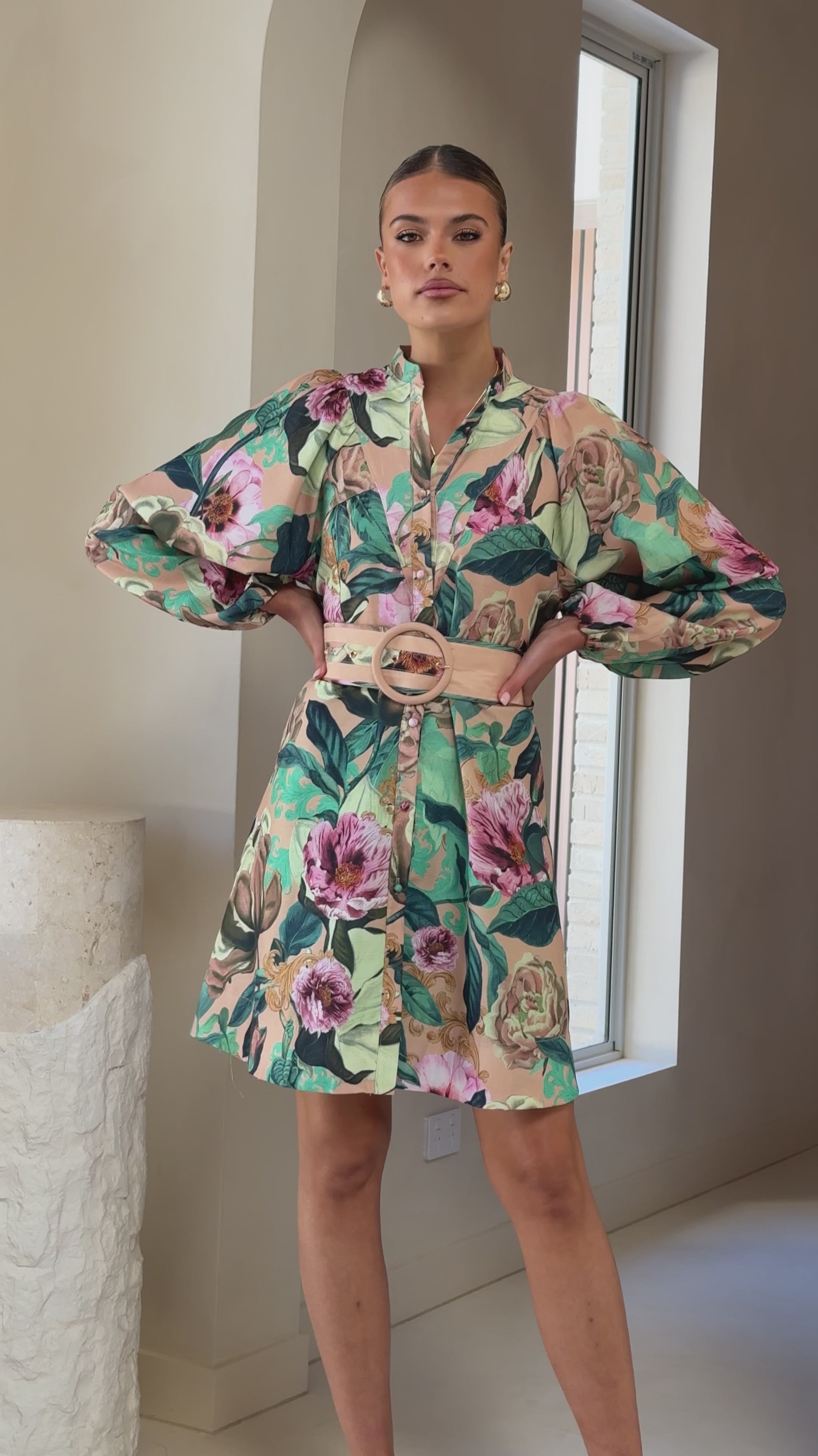 Load video: Katy Mini Dress - Mocha Rose - Billy J