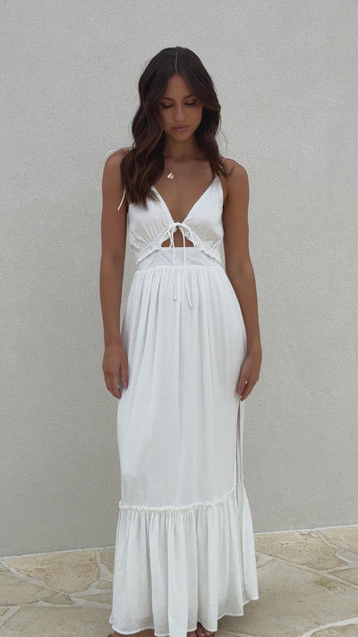 Load and play video in Gallery viewer, Lille Maxi Dress - White - Billy J
