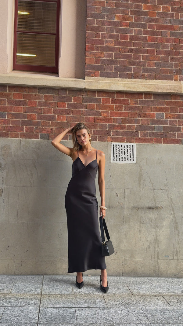 Harper Thin Strap Maxi Dress - Black - Billy J
