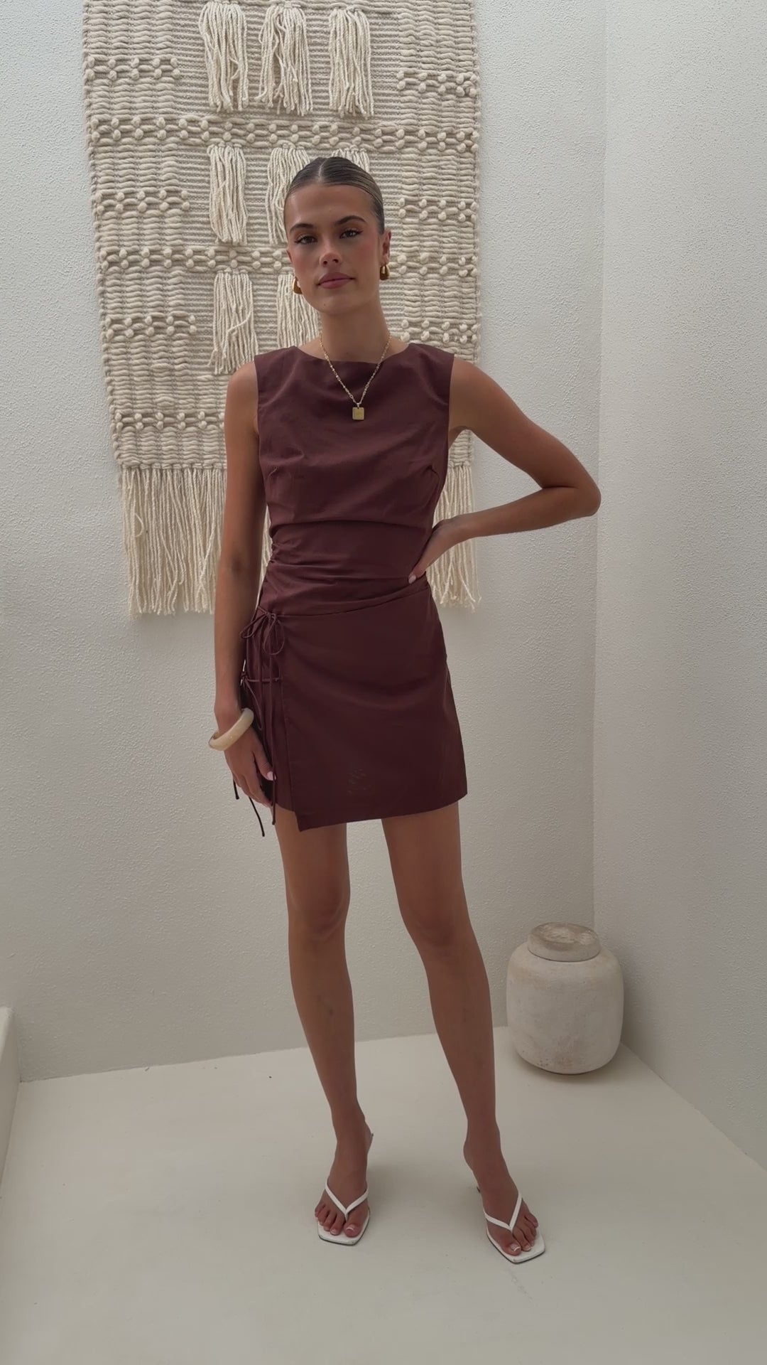 Load video: Arwen Mini Dress - Chocolate - Billy J