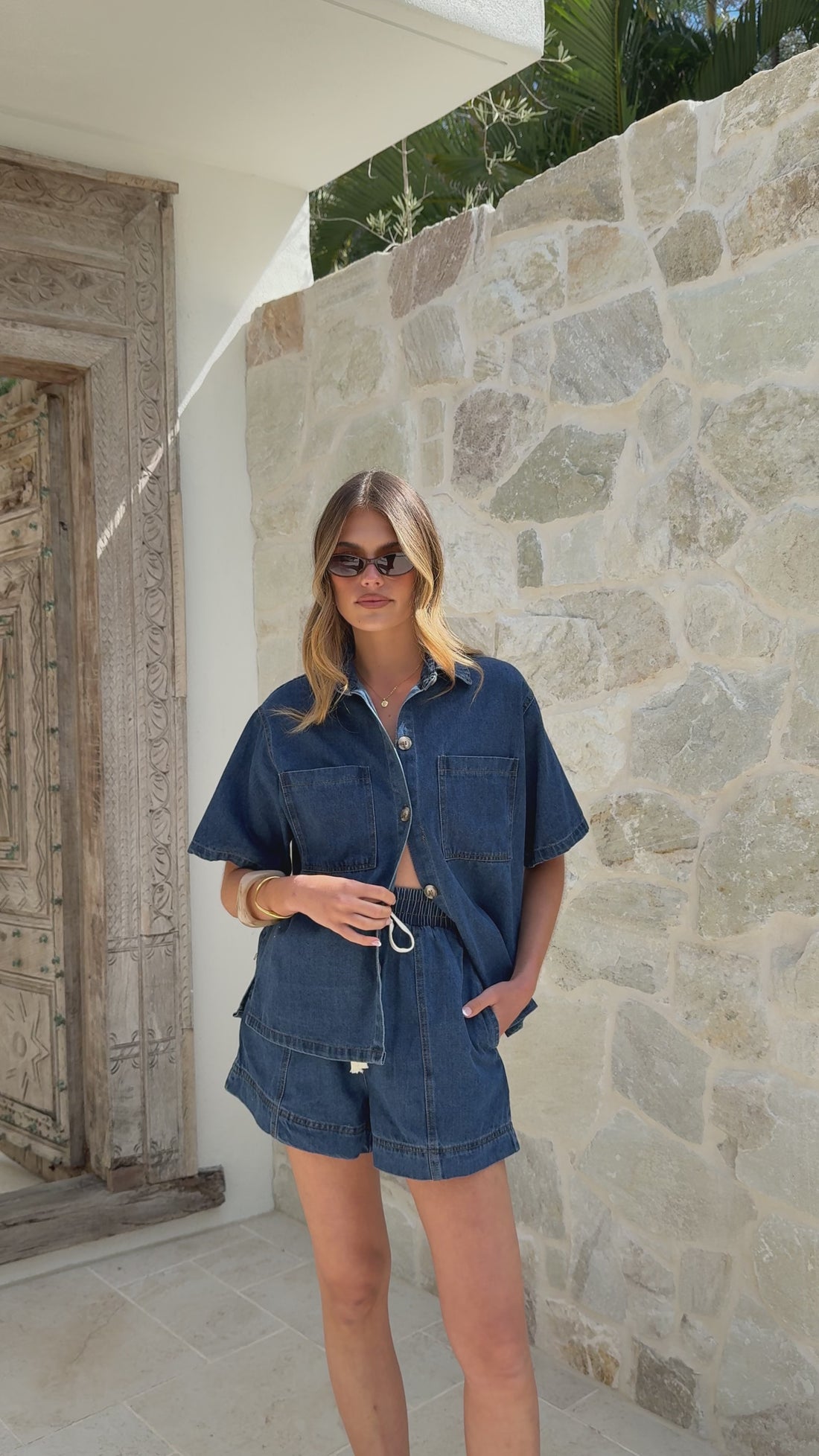 Adia Top and Shorts Set - Dark Denim - Billy J