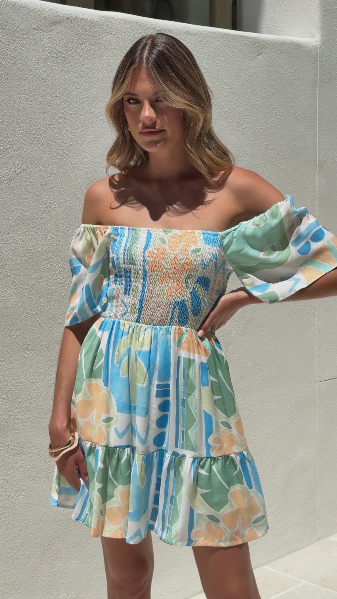 Morgan Short Sleeve Mini Dress - Summer Breeze - Billy J