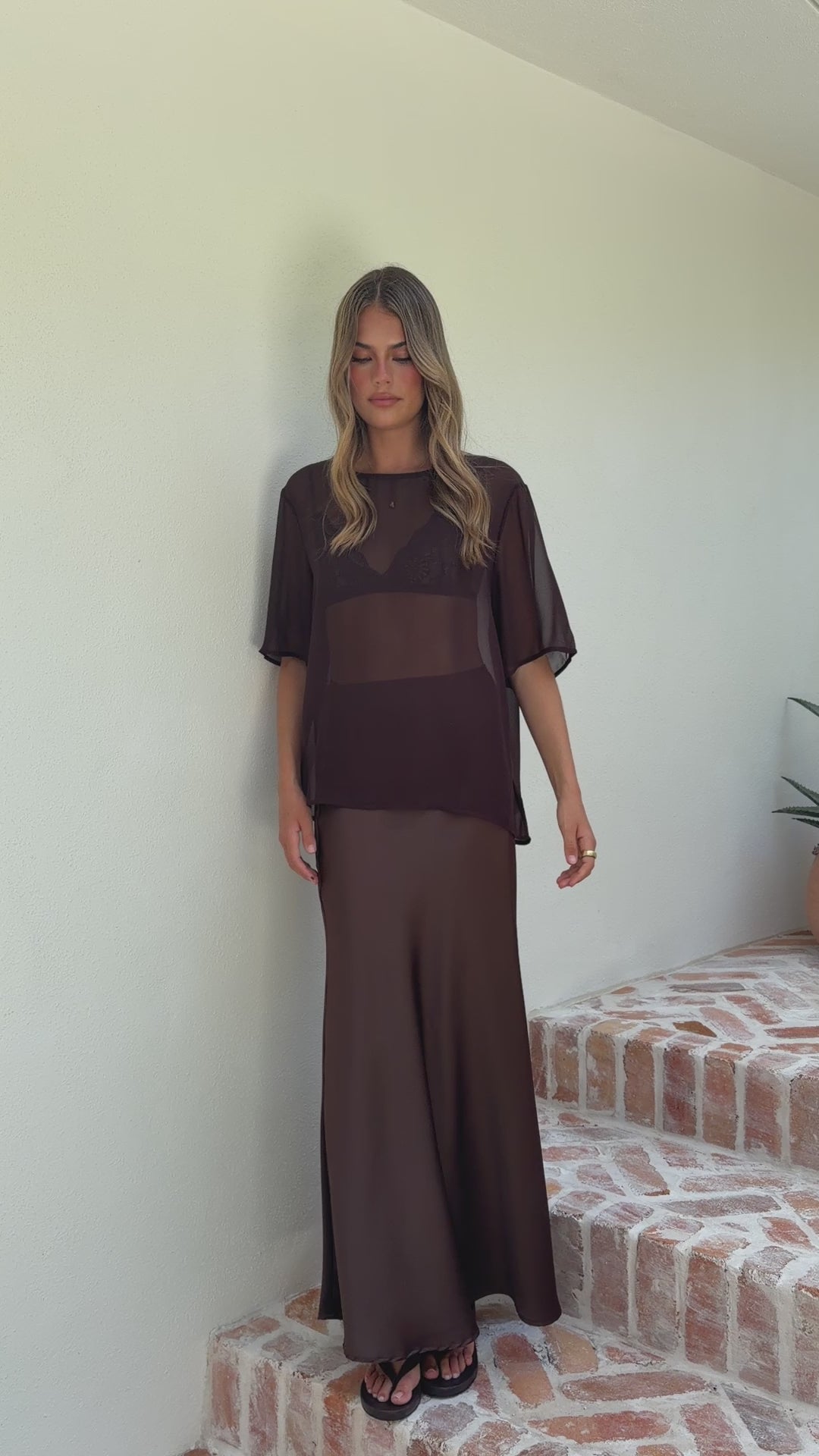 Davette Mesh T-Shirt - Chocolate - Billy J