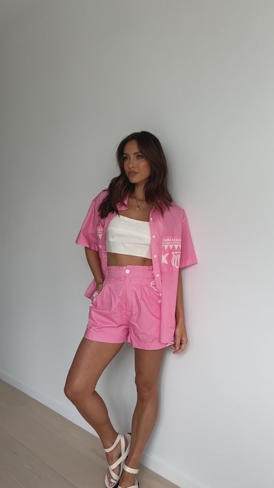 Load and play video in Gallery viewer, Edeline Crop Top - Pink Shell Collection - Billy J
