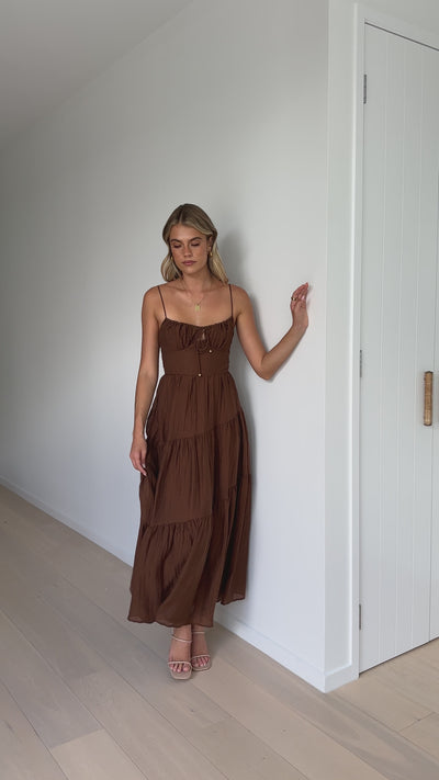 Load and play video in Gallery viewer, Cove Maxi Dress - Chocolate - Billy J
