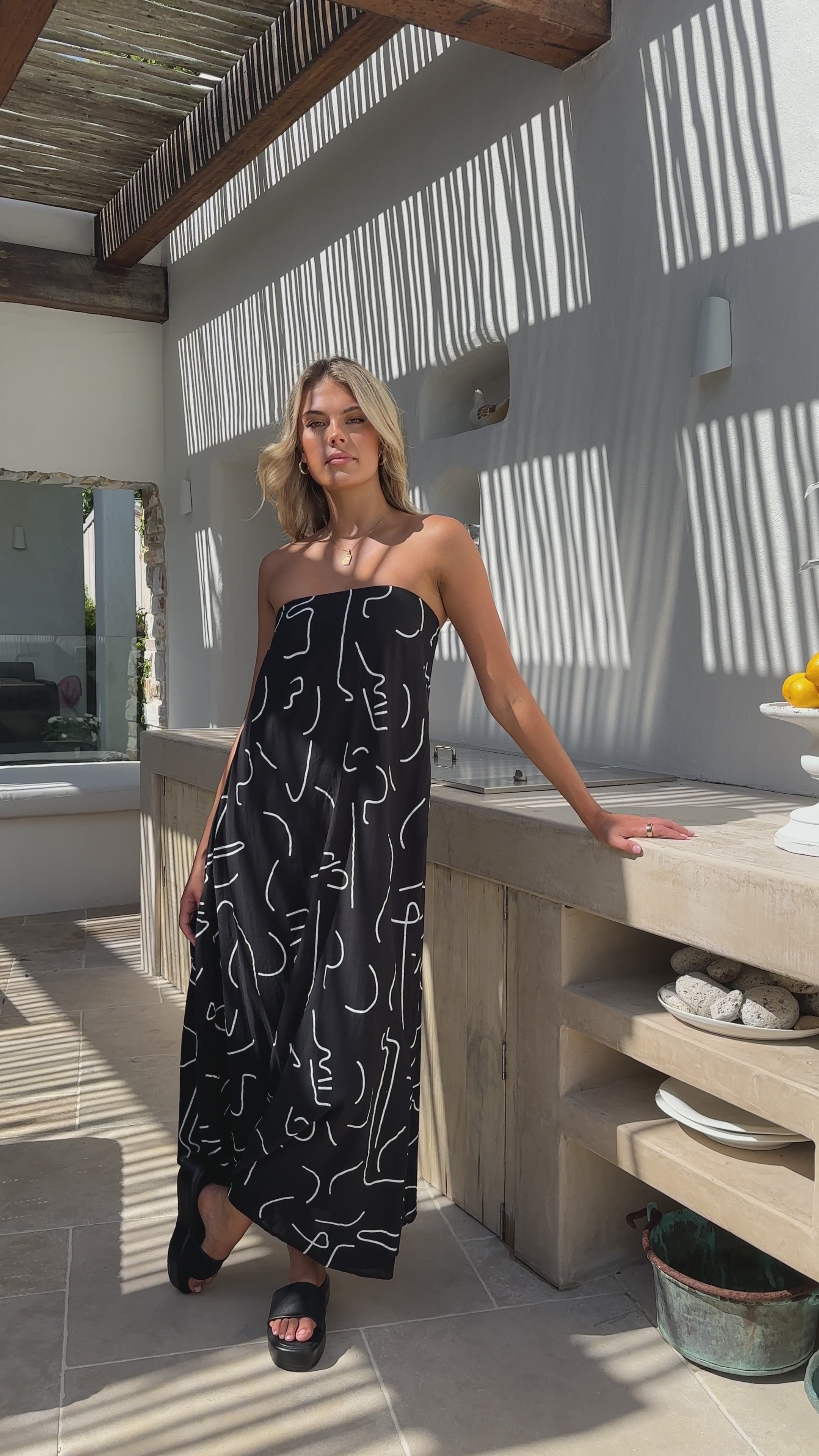 Connie Maxi Dress - Black Swirl - Billy J