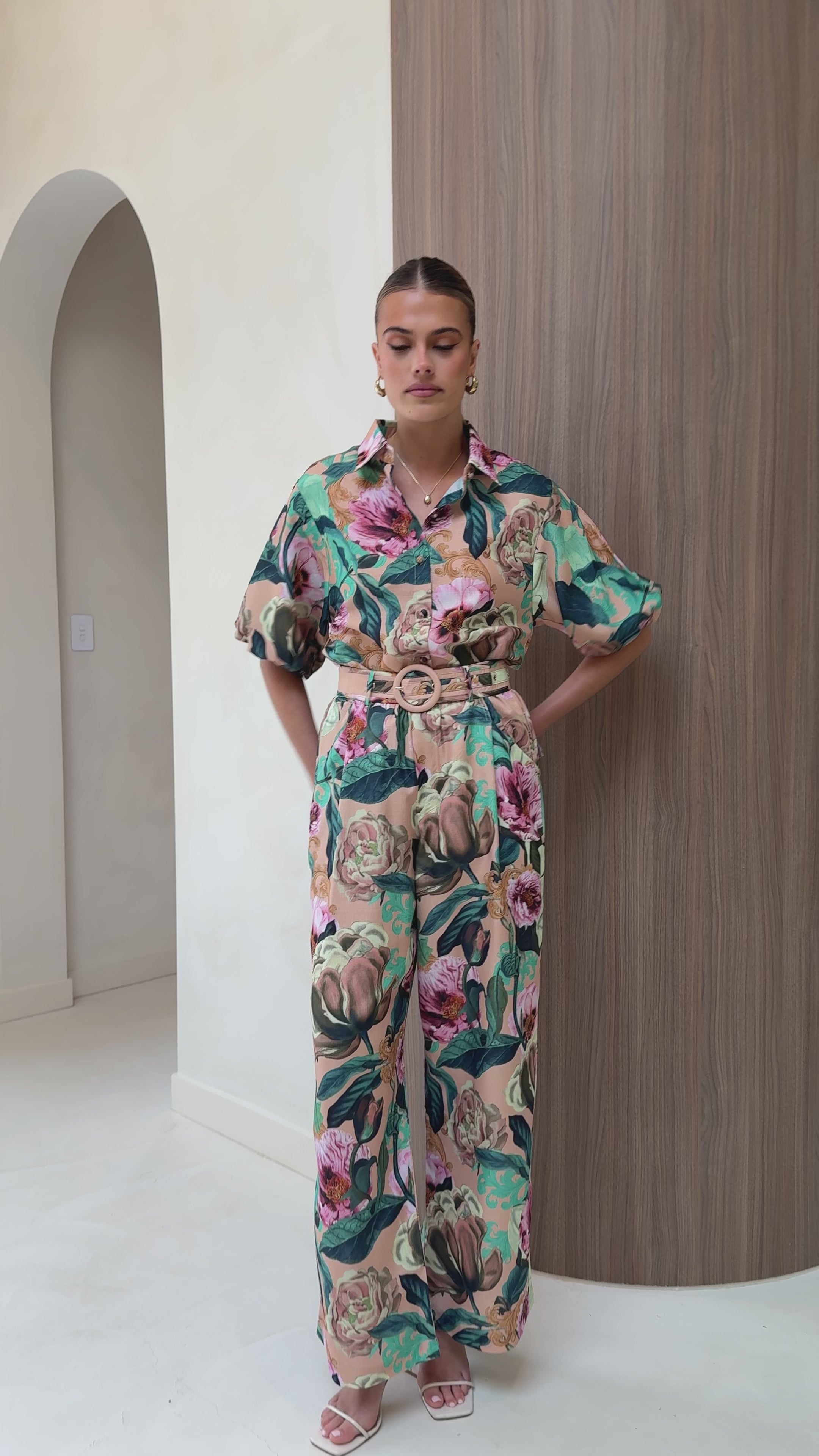 Load video: Becca Wide Leg Pants - Mocha Rose - Billy J