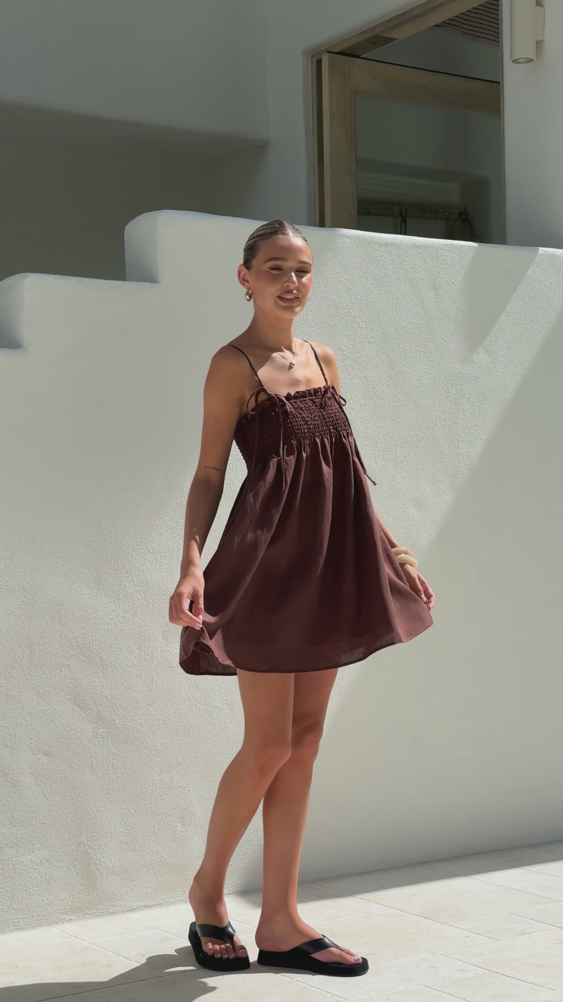 Wyomie Mini Dress - Chocolate - Billy J