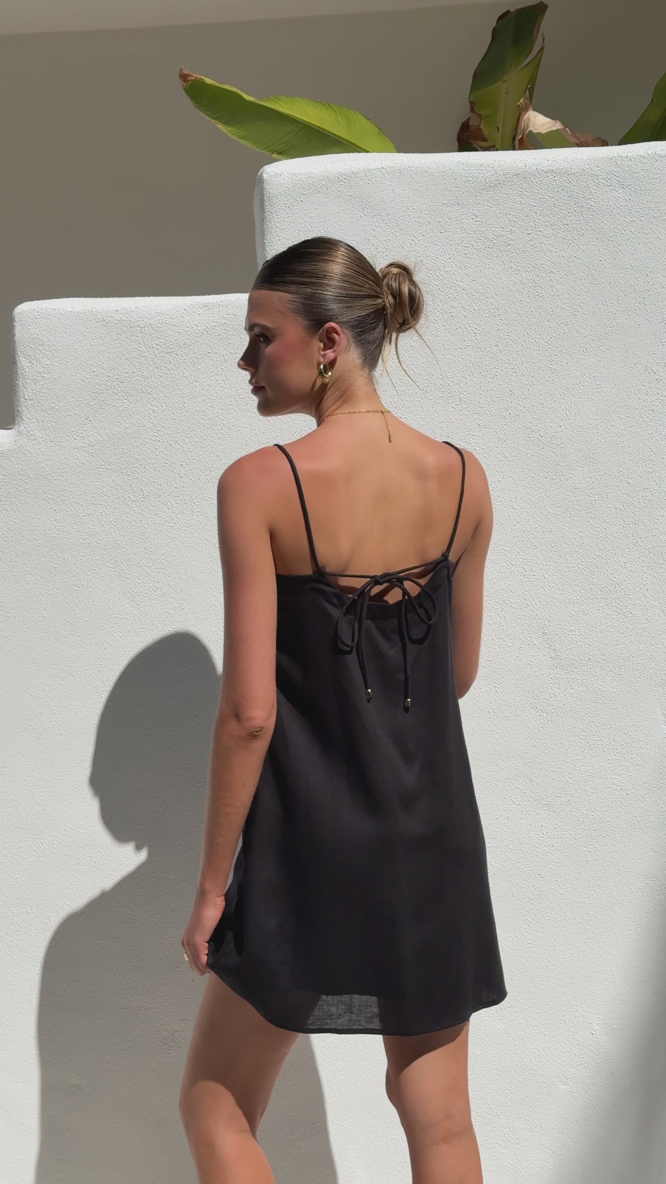 Load video: Nalu Mini Dress - Black - Billy J