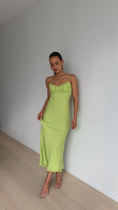 Load and play video in Gallery viewer, Galina Maxi Dress - Lime - Billy J
