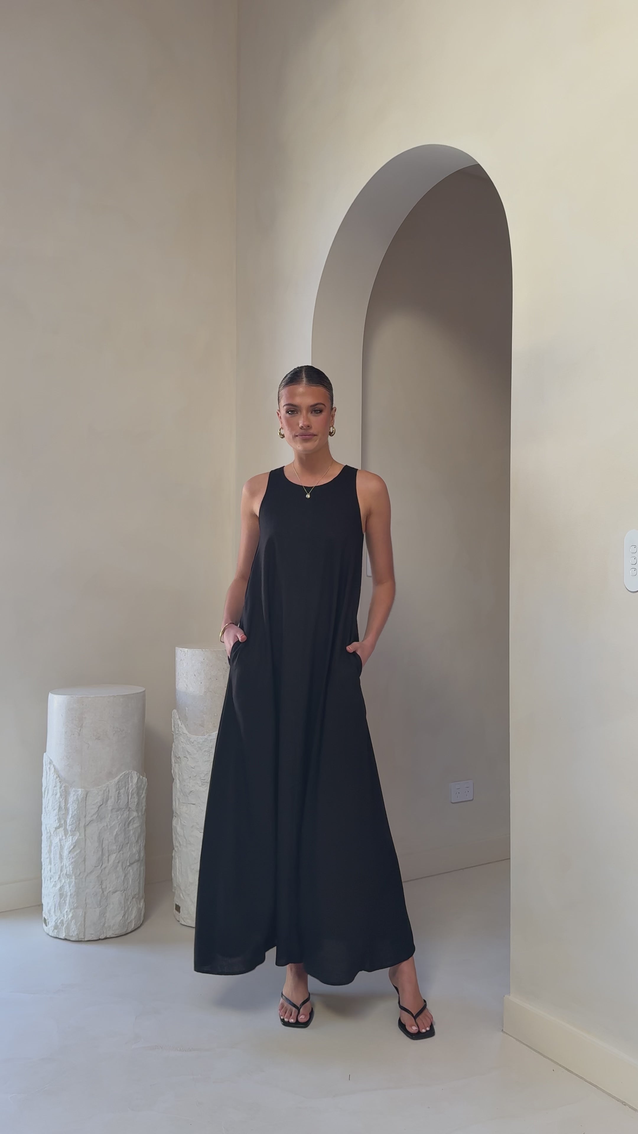 Load video: Darcy Maxi Dress - Black - Billy J
