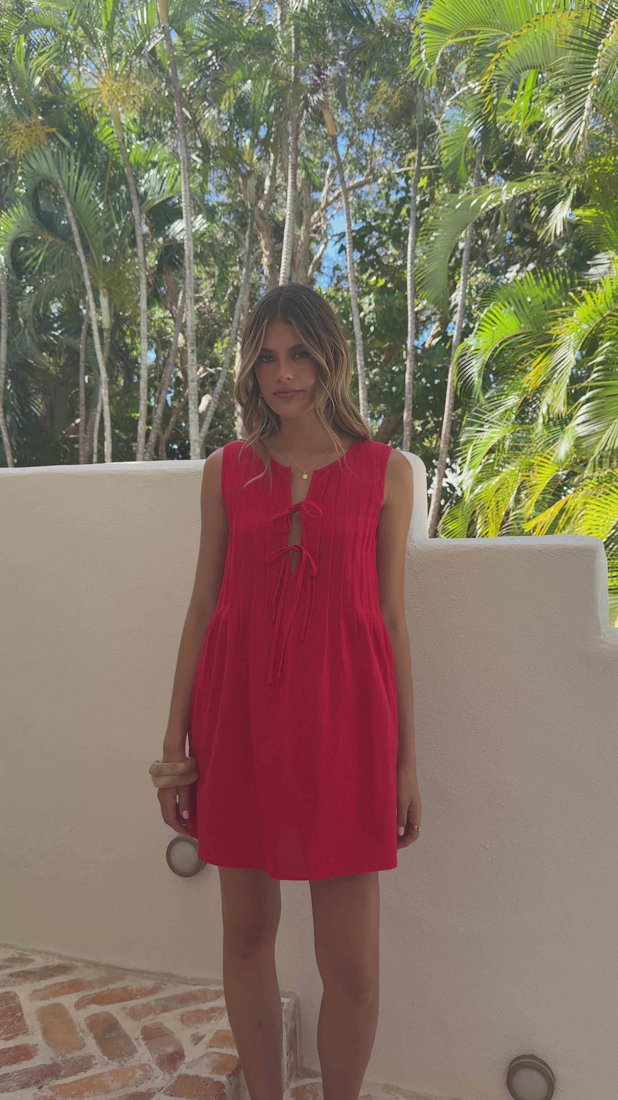 Load video: Sahara Mini Dress - Red - Billy J