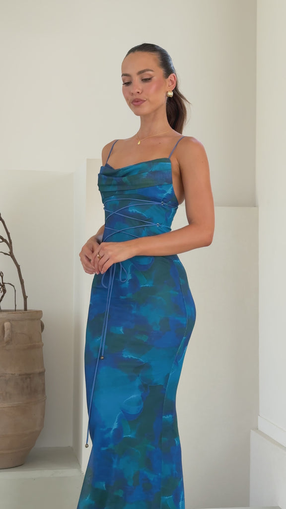 Hanne Maxi Dress - Blue Print - Billy J